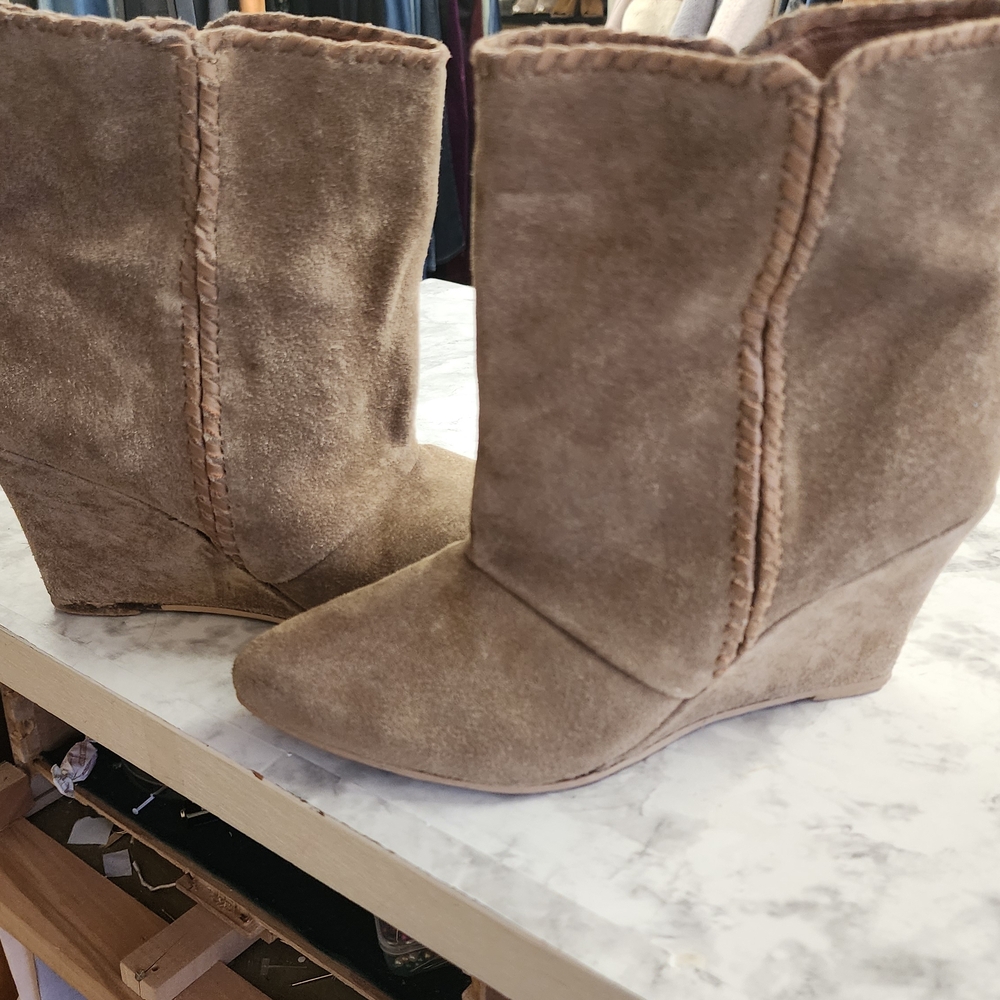 Charles David Brown Suede Ankle Booties